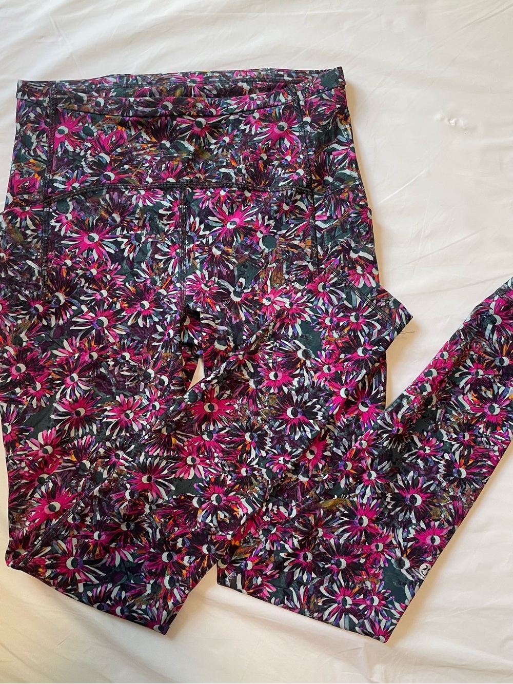Women Lululemon Fast and Free Floral Print Active Leggings - Pink